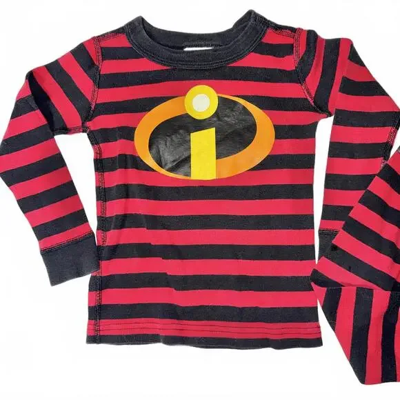 The Incredibles Kids' Pajama Set Red and Black Striped - Picture 2 of 9